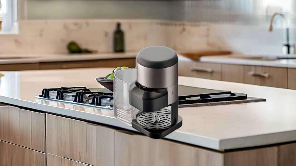 ComfyUI product composite placed on a kitchen island background